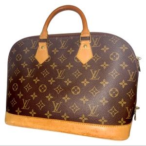 Auth LOUIS VUITTON Monogram Alma Hand Bag Brown Canvas